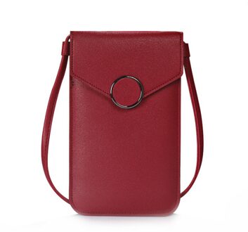 Vrouwen Tas Touch Screen Mobiele Telefoon Purse Smartphone Portemonnee Lederen Schouderband Handtas S10 Huawei P20 rood