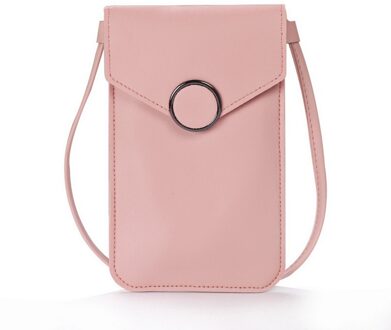 Vrouwen Tas Touch Screen Mobiele Telefoon Purse Smartphone Portemonnee Lederen Schouderband Handtas S10 Huawei P20 roze