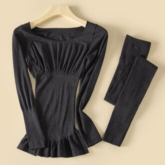 Vrouwen Thermisch Ondergoed Winter Hoge Elastische Lange Ondergoed Vrouwen Twee Stuk Thermisch Ondergoed Vrouwen Pak zwart