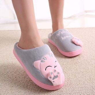 Vrouwen Thuis Slippers Winter Warm Flip Flop Schoenen Cartoon Kat Meisjes Leuke Antislip Warm Binnenshuis Slaapkamer Vloer Schoenen slippers A / 40-41