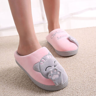 Vrouwen Thuis Slippers Winter Warm Flip Flop Schoenen Cartoon Kat Meisjes Leuke Antislip Warm Binnenshuis Slaapkamer Vloer Schoenen slippers B / 38-39
