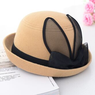 Vrouwen Top Hoed Bloem Mesh Fadora Hoed Tea Party Hoeden Winter Hoofddeksels voor Meisjes Dames Vrouwelijke Caps Gorro Fedora Chapeau femme HL0009 khaki