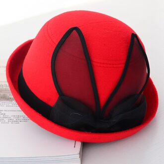 Vrouwen Top Hoed Bloem Mesh Fadora Hoed Tea Party Hoeden Winter Hoofddeksels voor Meisjes Dames Vrouwelijke Caps Gorro Fedora Chapeau femme HL0009 rood