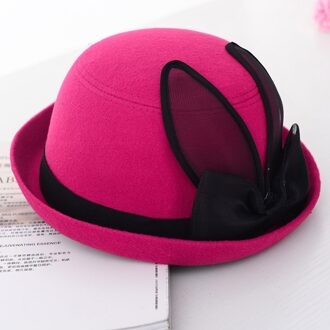Vrouwen Top Hoed Bloem Mesh Fadora Hoed Tea Party Hoeden Winter Hoofddeksels voor Meisjes Dames Vrouwelijke Caps Gorro Fedora Chapeau femme HL0009 roos-rood