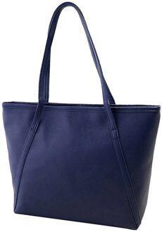Vrouwen Totes Solid Kleur Blauw Roze Rood Zwart Zacht Leer Eenvoudige Hoge Grote Capaciteit Lady Messenger Handtas Satchel Schoudertassen diep blauw