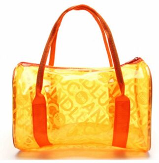 Vrouwen Transparante Handtas Schoudertas Clear Jelly Purse Clutch Pvc Draagtas Effen Kleur Leuke Clear Packback oranje