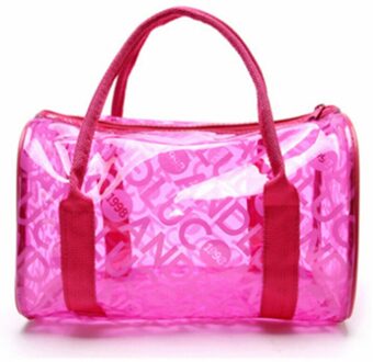 Vrouwen Transparante Handtas Schoudertas Clear Jelly Purse Clutch Pvc Draagtas Effen Kleur Leuke Clear Packback roos rood