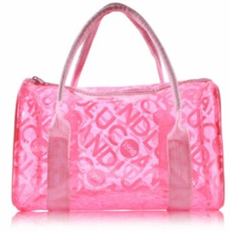 Vrouwen Transparante Handtas Schoudertas Clear Jelly Purse Clutch Pvc Draagtas Effen Kleur Leuke Clear Packback roze