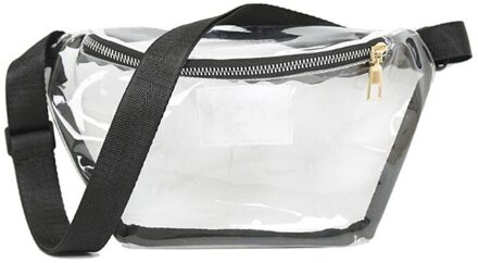 Vrouwen Transparante Heuptas Pvc Fanny Hip Pack Meisjes Lady Casual Telefoon Pouch Schouder Borst Portemonnee Riem bum Bag zwart
