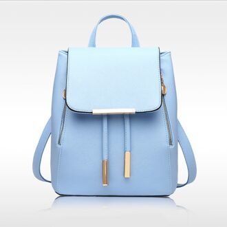 Vrouwen Trekkoord Pure Kleur Knapzak Preppy Stijl Dames Pu Lederen Rugzakken Schouder Packs Meisje Hoge Scholieren Rugzakken