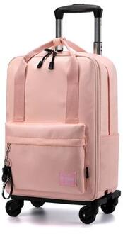 Vrouwen Trolley Tas Op Wielen Reizen Trolley Tas Bagage Koffer Vrouwen Dragen Op Hand Bagage Tas Wielen Schooltas Met wielen roze