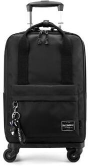 Vrouwen Trolley Tas Op Wielen Reizen Trolley Tas Bagage Koffer Vrouwen Dragen Op Hand Bagage Tas Wielen Schooltas Met wielen zwart