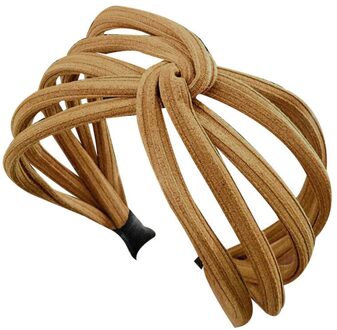 Vrouwen Twist Hoofdband Boog Knoop Cross Tie Doek Headwrap Haarband Hoepel KG66 bruin