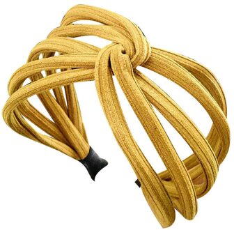 Vrouwen Twist Hoofdband Boog Knoop Cross Tie Doek Headwrap Haarband Hoepel KG66 geel