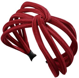 Vrouwen Twist Hoofdband Boog Knoop Cross Tie Doek Headwrap Haarband Hoepel KG66 wijn rood
