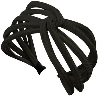 Vrouwen Twist Hoofdband Boog Knoop Cross Tie Doek Headwrap Haarband Hoepel KG66 zwart