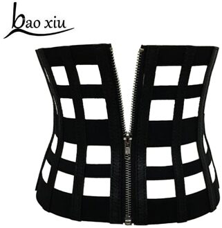 vrouwen ultra brede riem verstelbare slanke corset body shaper zwart kunstleer retro elastiek riem Afslanken Corset