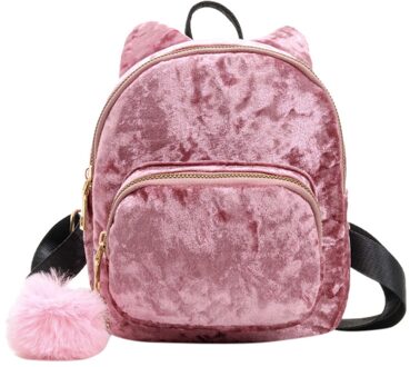 Vrouwen Velours Hairball Mini Rugzak Schouder Schooltassen Voor Tienermeisjes Studenten Rugzak Reizen Rugzak Bagpack