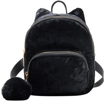 Vrouwen Velours Hairball Mini Rugzak Schouder Schooltassen Voor Tienermeisjes Studenten Rugzak Reizen Rugzak Bagpack