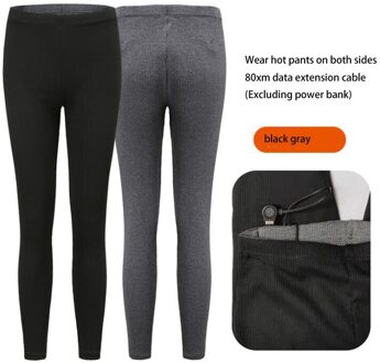 Vrouwen Verwarmde Broek Motorfiets Verwarming Broek Elektrische Usb Verwarming Thermisch Ondergoed Broek Kleding 2 Side Wear 4 Kleur Voor Winter 880008-zwart grijs / Fit for 40-60kg