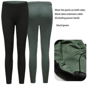 Vrouwen Verwarmde Broek Motorfiets Verwarming Broek Elektrische Usb Verwarming Thermisch Ondergoed Broek Kleding 2 Side Wear 4 Kleur Voor Winter 880008-zwart groen / Fit for 40-60kg
