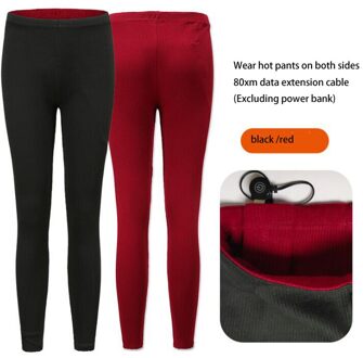 Vrouwen Verwarmde Broek Motorfiets Verwarming Broek Elektrische Usb Verwarming Thermisch Ondergoed Broek Kleding 2 Side Wear 4 Kleur Voor Winter 880008-zwart rood / Fit for55-85kg