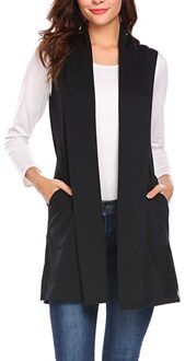 Vrouwen Vest Casual Mouwloze Cape Shawl Pocket Gedrapeerde Open Vest Vest Jas Plus Size W0717 #10 A / S