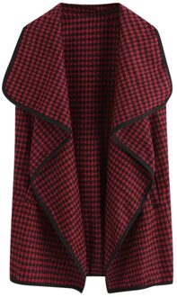 Vrouwen Vest Jas Mouwloos Plaid Pak Casual Elegante Vest Fall Winter Plus Size Overjas Casaco Feminino Jassen 19Jul rood / XL