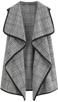 Vrouwen Vest Jas Mouwloos Plaid Pak Casual Elegante Vest Fall Winter Plus Size Overjas Casaco Feminino Jassen 19Jul zwart / L