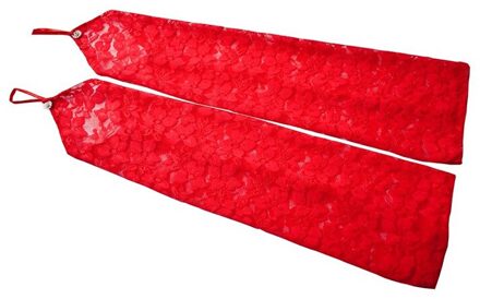 Vrouwen Vingerloze Handschoenen Effen Arm Elleboog Handschoenen Lange Kant Bloemenprint Guantes Lady Ademend Zonnebrandcrème Handschoenen Jurk Accessoire Rood