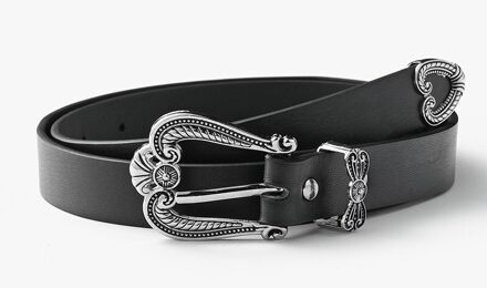 Vrouwen Vintage Gesneden Pin Gesp Pu Lederen Riem Casual Mode Wilde Riem Met Ketting Jeans Jurk Tailleband een style