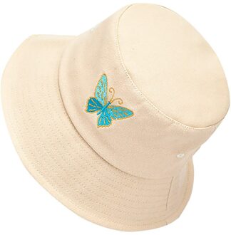 Vrouwen Vlinder Borduurwerk Opvouwbare Anti-Zonnebrand Emmer Zonnehoed Cap Eenvoudige Ins Netto Rode Dezelfde Stijl Multicolor Visser hoed BG