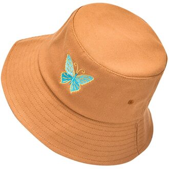 Vrouwen Vlinder Borduurwerk Opvouwbare Anti-Zonnebrand Emmer Zonnehoed Cap Eenvoudige Ins Netto Rode Dezelfde Stijl Multicolor Visser hoed KH