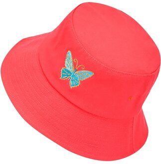 Vrouwen Vlinder Borduurwerk Opvouwbare Anti-Zonnebrand Emmer Zonnehoed Cap Eenvoudige Ins Netto Rode Dezelfde Stijl Multicolor Visser hoed rood