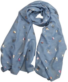 Vrouwen Vlinder Print Lange Wrap Sjaal Voor Lente Airconditioning Handdoek Moslim Hijab Mode Dames Strand Sjaal Sjaals blauw