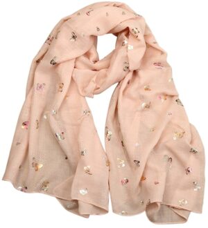 Vrouwen Vlinder Print Lange Wrap Sjaal Voor Lente Airconditioning Handdoek Moslim Hijab Mode Dames Strand Sjaal Sjaals roze