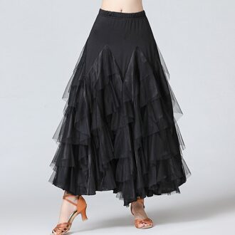 Vrouwen Waltz Salsa Rumba Rokken Ballroom Dans Kostuum Rokken Vrouwen Stijldansen Rokken Spanje Dansen Prestaties zwart