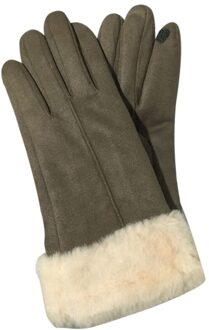 Vrouwen Warming Hand Handschoenen Suède Handschoenen Vrouwen Winter Plus Fluwelen Warme Dikke Raakt Screen Outdoor Riding Running Rijden ENA88 Bruin