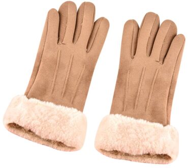 Vrouwen Warming Hand Handschoenen Suède Handschoenen Vrouwen Winter Plus Fluwelen Warme Dikke Raakt Screen Outdoor Riding Running Rijden ENA88 khaki