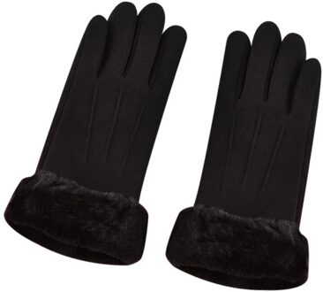 Vrouwen Warming Hand Handschoenen Suède Handschoenen Winter Plus Fluwelen Dikke Raakt Screen Outdoor Riding Running Rijden SCI88 zwart