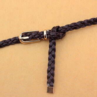 Vrouwen Weave Riem Vrouwen Jurk Decoratie Riem Vrouwelijke Pu Hennep Touw Gevlochten Riem Mode Dames Casual Broeksbanden 04koffie