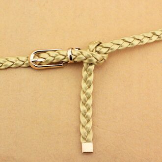 Vrouwen Weave Riem Vrouwen Jurk Decoratie Riem Vrouwelijke Pu Hennep Touw Gevlochten Riem Mode Dames Casual Broeksbanden 07goud