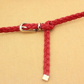 Vrouwen Weave Riem Vrouwen Jurk Decoratie Riem Vrouwelijke Pu Hennep Touw Gevlochten Riem Mode Dames Casual Broeksbanden 11rood