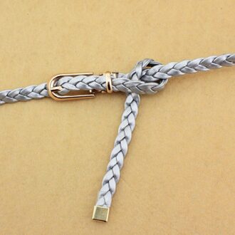 Vrouwen Weave Riem Vrouwen Jurk Decoratie Riem Vrouwelijke Pu Hennep Touw Gevlochten Riem Mode Dames Casual Broeksbanden 13zilver grijs
