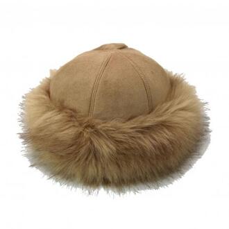 Vrouwen Winter Bontmuts Koepel Mongoolse Hoed Mongoolse Mannen Vrouwen Winter Faux Fur Suède Pluizige Beanie Warme Dikke hoed Sneeuw Cap kameel