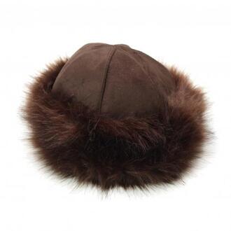 Vrouwen Winter Bontmuts Koepel Mongoolse Hoed Mongoolse Mannen Vrouwen Winter Faux Fur Suède Pluizige Beanie Warme Dikke hoed Sneeuw Cap koffie