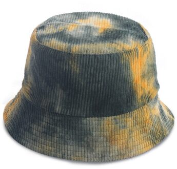 Vrouwen Winter Fluwelen Gestreepte Emmer Hoed Kleurrijke Tie-Dye Omkeerbare Visser Cap 1015 groen