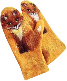 Vrouwen Winter Handschoenen Vrouwelijke Handschoenen Vrouwen Kasjmier Gewatteerde Kleuraanpassing Animal Print Winter Warm Handschoenen Wanten Voor Vrouwen geel