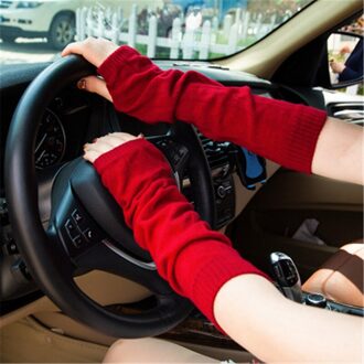 Vrouwen Winter Herfst Kerst Kasjmier Blend Gebreide Lange Handschoenen Effen Kleur Mode Warm Voor Lady Elleboog Wanten