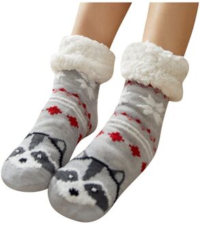 Vrouwen Winter Kerst Sokken Katoen Print Thicken Anti-slip Warme Fleece Sokken Vrouwelijke harajuku Dames Grappige Sokken streetwear grijs
